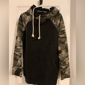 Ampersand Ave black/camo double hood sweatshirt